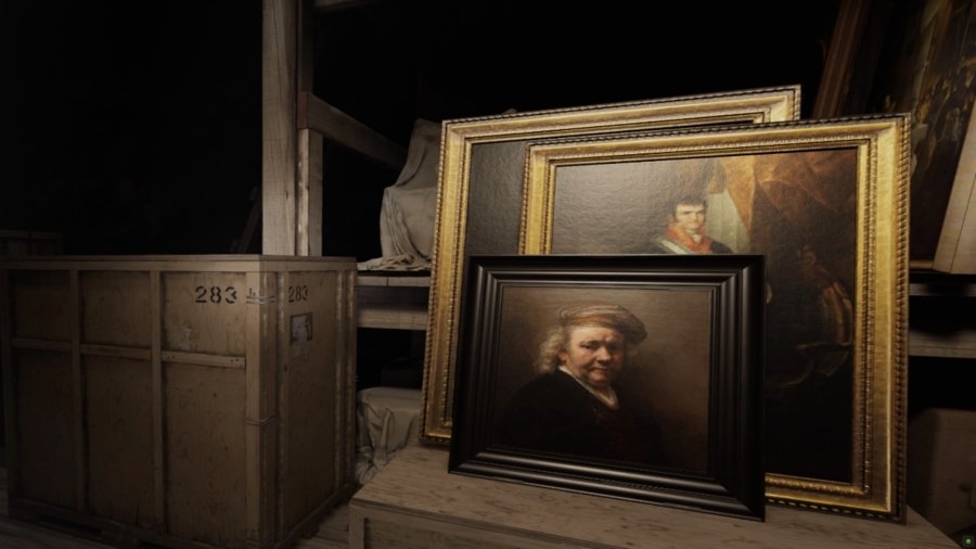 Still der VR-Installation des Selbstporträts von Rembrandt aus der Ausstellung "Kunst als Beute. 10 Geschichten", © Jongsma + O'Neill