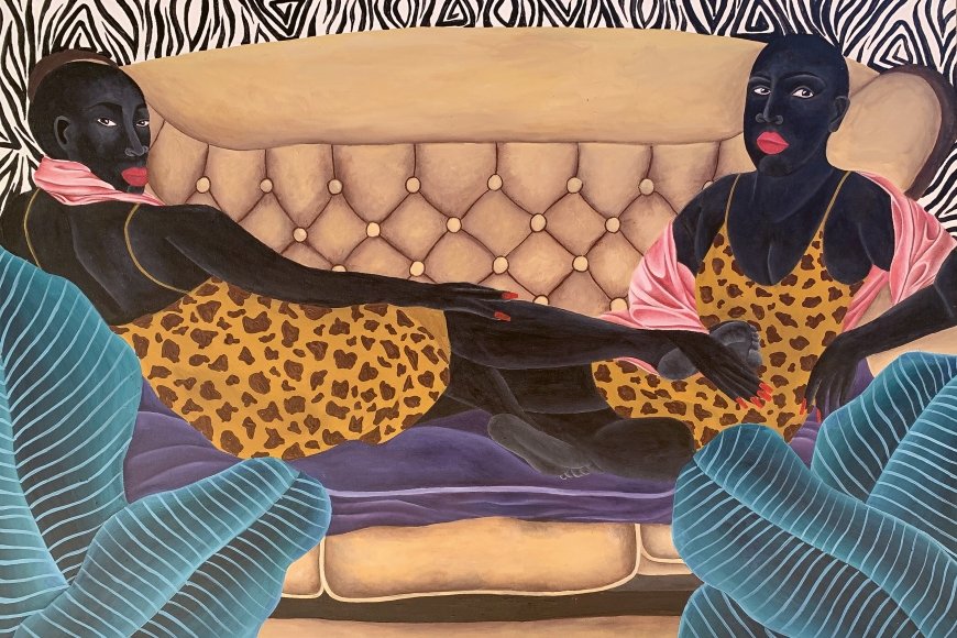 Two Reclining Women, Zandile Tshabalala, 2020, Acrylfarbe auf Leinwand, 91.5 x 122 cm, © bei der Künstlerin / the artist, Courtesy of the Maduna Collection, © Zandile Tshabalala Studio