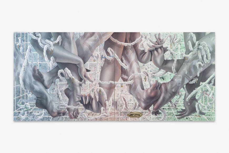 Sarah Slappey, Knick, 2022,  Öl und Acryl auf Leinwand, 190,5 × 433 cm, ALBERTINA, Wien, © Sarah Slappey, Courtesy of Bernheim Gallery, Foto: Annik Wetter 