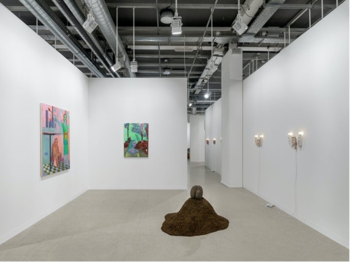 Installation view Art Basel, 2024, from left to right: Georgia Gardner Gray, Nina Beier, Soshiro Matsubara, photo by Dawn Blackman