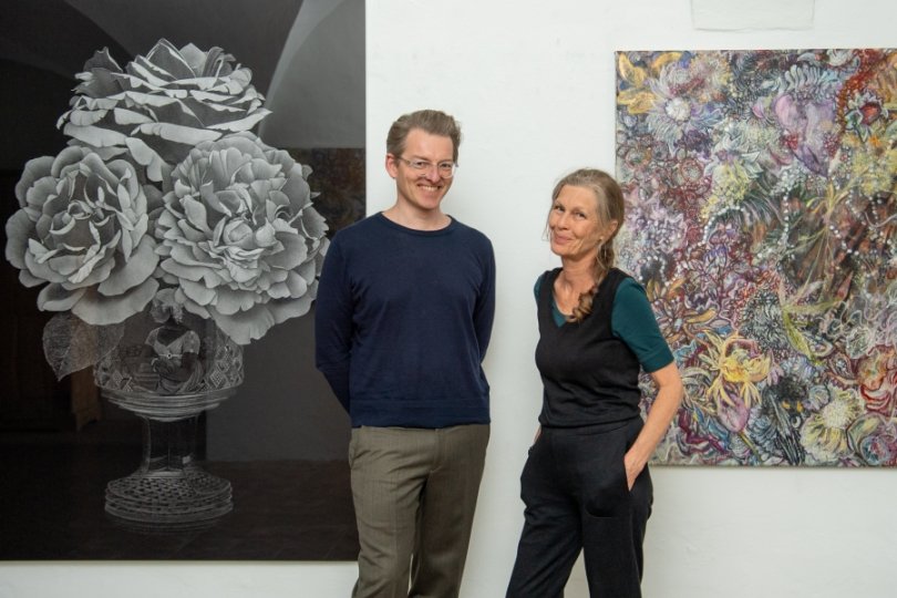 Karin Pliem, Thilo Westermann, Eröffnung, Zur Kunst der Fuge, Schloss Ebenau, 2024, Dieter Arbeiter und Galerie Walker