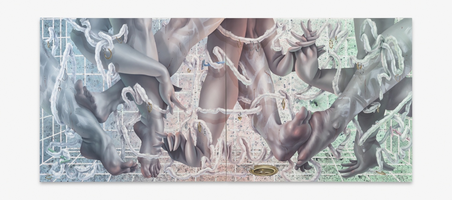 Sarah Slappey, Knick, 2022,  Öl und Acryl auf Leinwand, 190,5 × 433 cm, ALBERTINA, Wien, © Sarah Slappey, Courtesy of Bernheim Gallery, Foto: Annik Wetter 